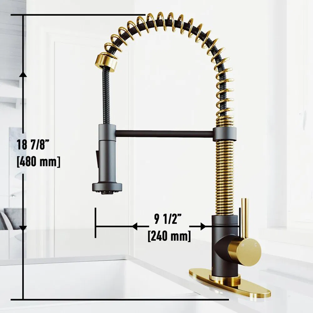 High Arch Commercial Stainless Steel Single Handle Contemporary Spring Kitchen Sink Faucet with Pull Down Sprayer