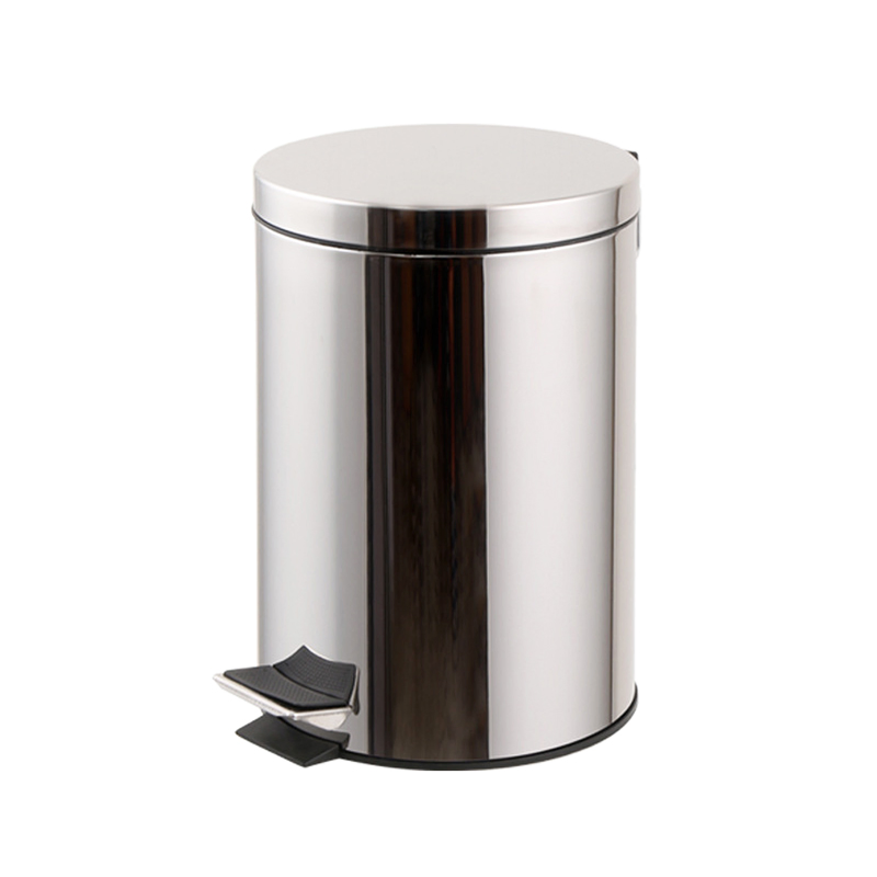 Stainless Steel Bin Round Shape Waste Trash Can 12L Home Trash Can Kitchen Household Hospital Pedal Dust Bin