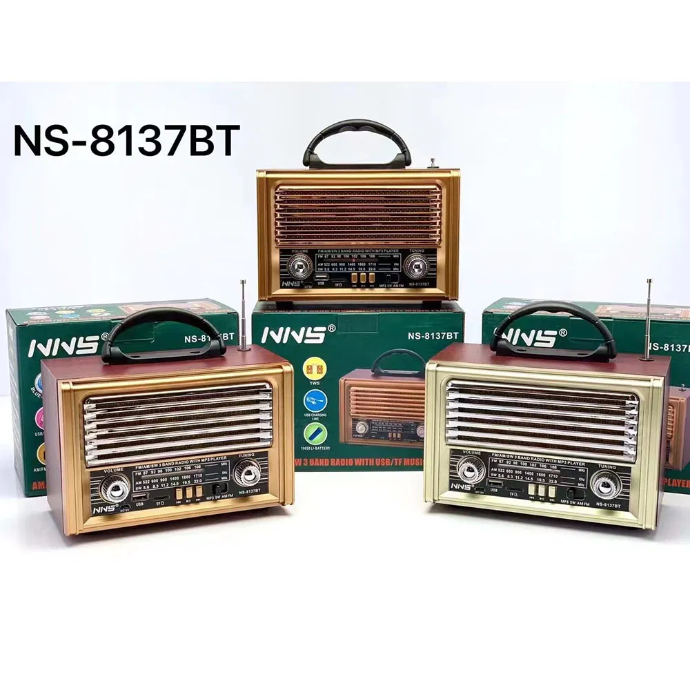 Ретро радио NS-8137BT с Bluetooth, деревянный корпус