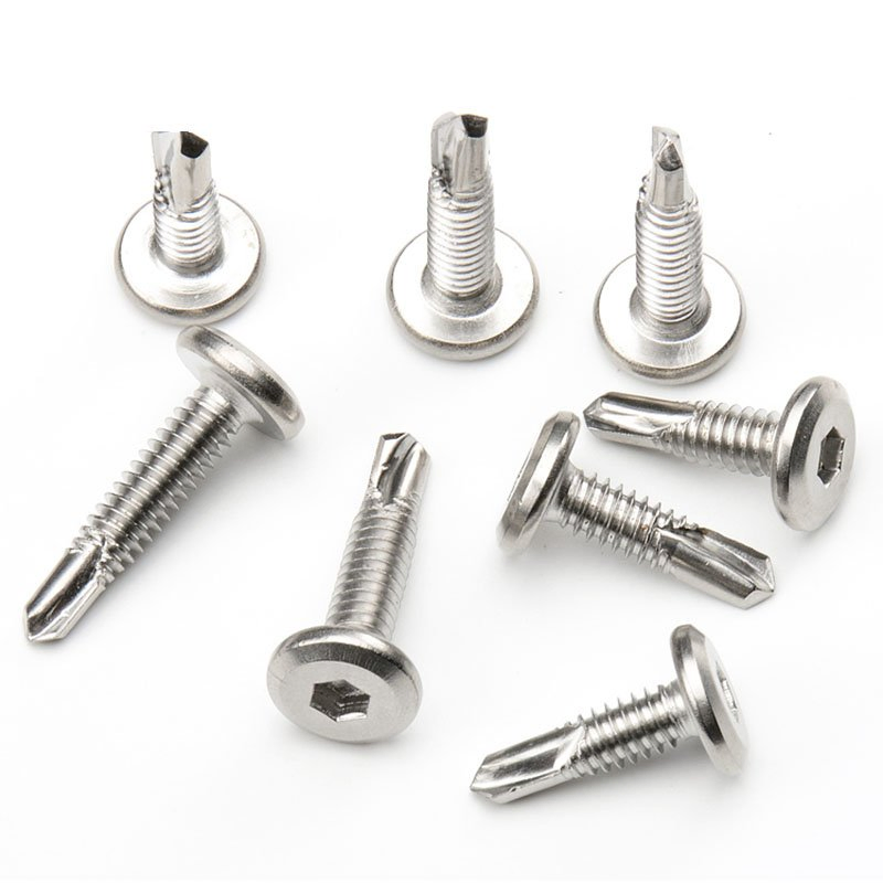 Stainless Steel M5 M6 M8 Flat Truss Head Hex Screw Drill Tail Self Drilling Screw for Sheet Metal