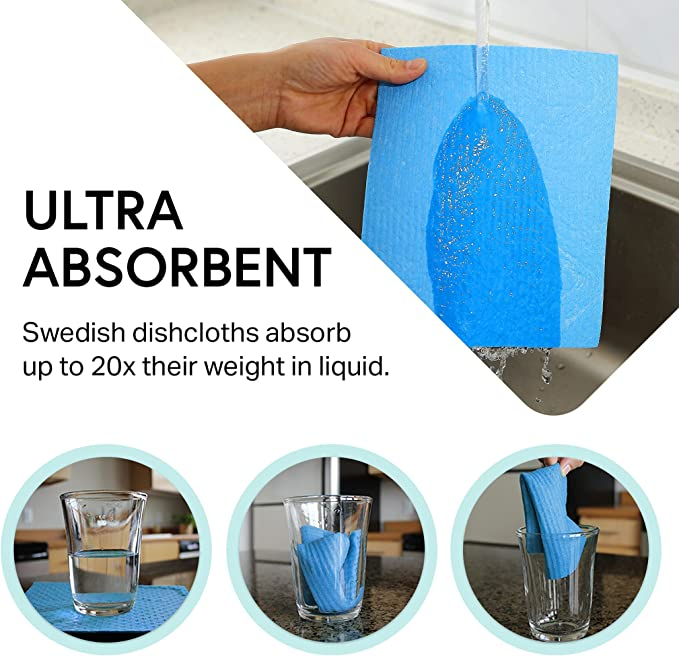 Wholesale Swedish Dish Cloths - 10 Pack Reusable, Absorbent Hand Towels for Kitchen, Counters & Washing Dishes - Cellulose Sponge Cloth - Eco Friendly Gifts