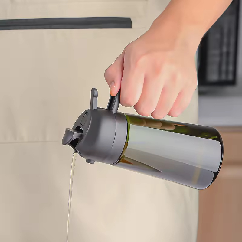 Wholesale 2in1 Kitchen Gadgets Dark Green Light-Blocking Glass 470ml Olive Oil Dispenser Sprayer Bottle
