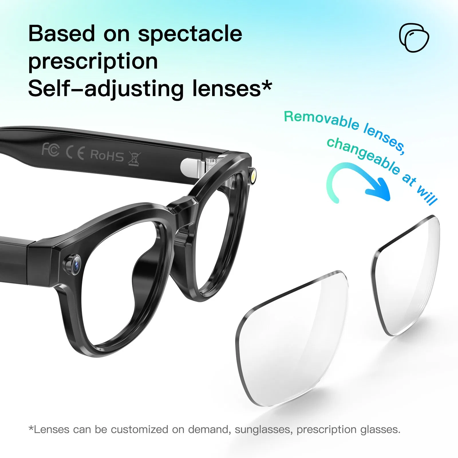 Ai Translator Glasses Voice Assistant Video Recording Photogray WiFi Smart Glasses with Camera