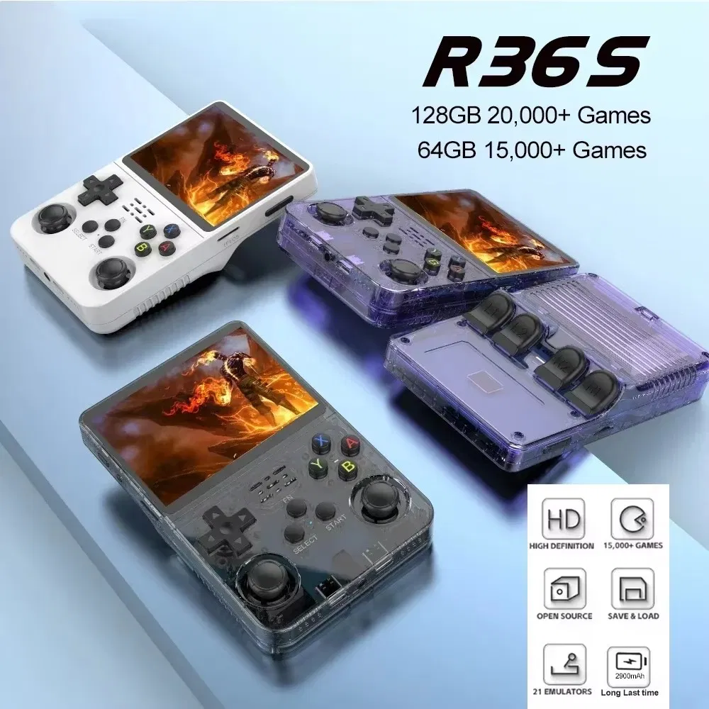 2024 R36s Handheld Game Console 3.5inch IPS Screen with 11 Simulator Game