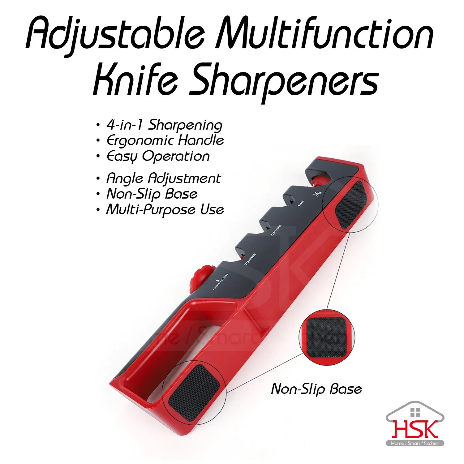 Knife Sharpener with Adjustable Angle Guide