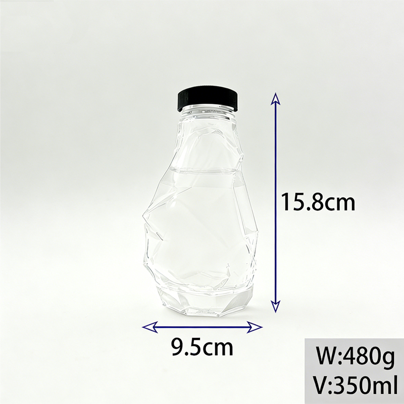 Irregular Polygonal Glass Bottle Household Transparent Honey Jar with Screw Cap Glassware