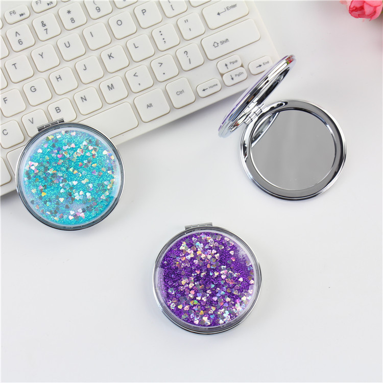 Custom Quicksand Cute Mirror Pink Double-Sided Mirror Portable Mini Portable Pocket Mirror