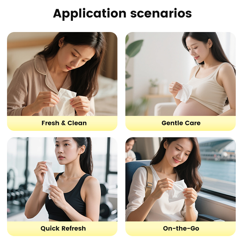 Individually Wrapped High Weight Flushable Customizable Feminine Body Wipes for Travel Gym