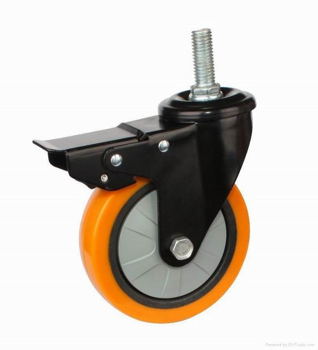 Trolley Wheel, Heavy Duty Solid Polyurethane Trolley Industrial Caster Wheel, 6 Inch Caster Wheel with Polyurethane, Swivel Caster with PU Wheel