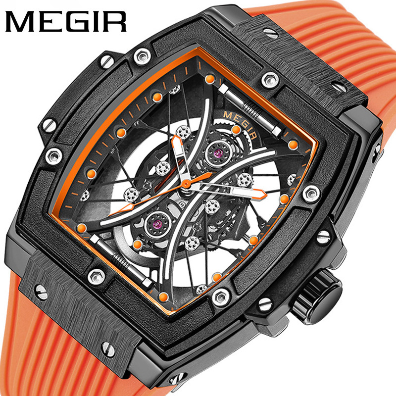 Megir 8109 Silicone Band Fashionable Square Luminous Sports Watch Men's Quartz Watch