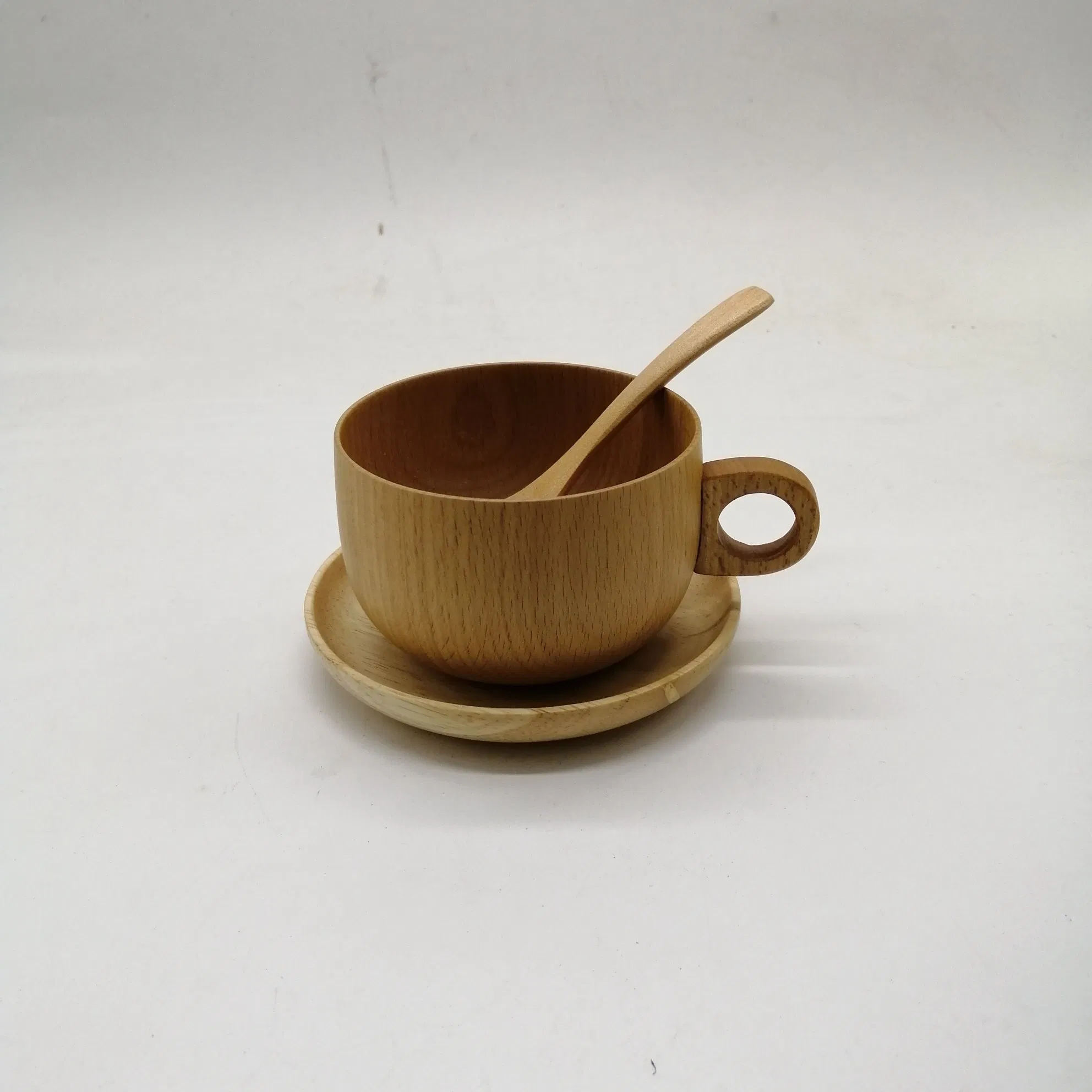 Freely Combinable Wooden Dishes and Spoons Set Daily Simple Service Wooden Cups
