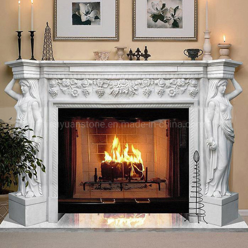 European Style Indoor Carving Marble Fireplace with Mantel