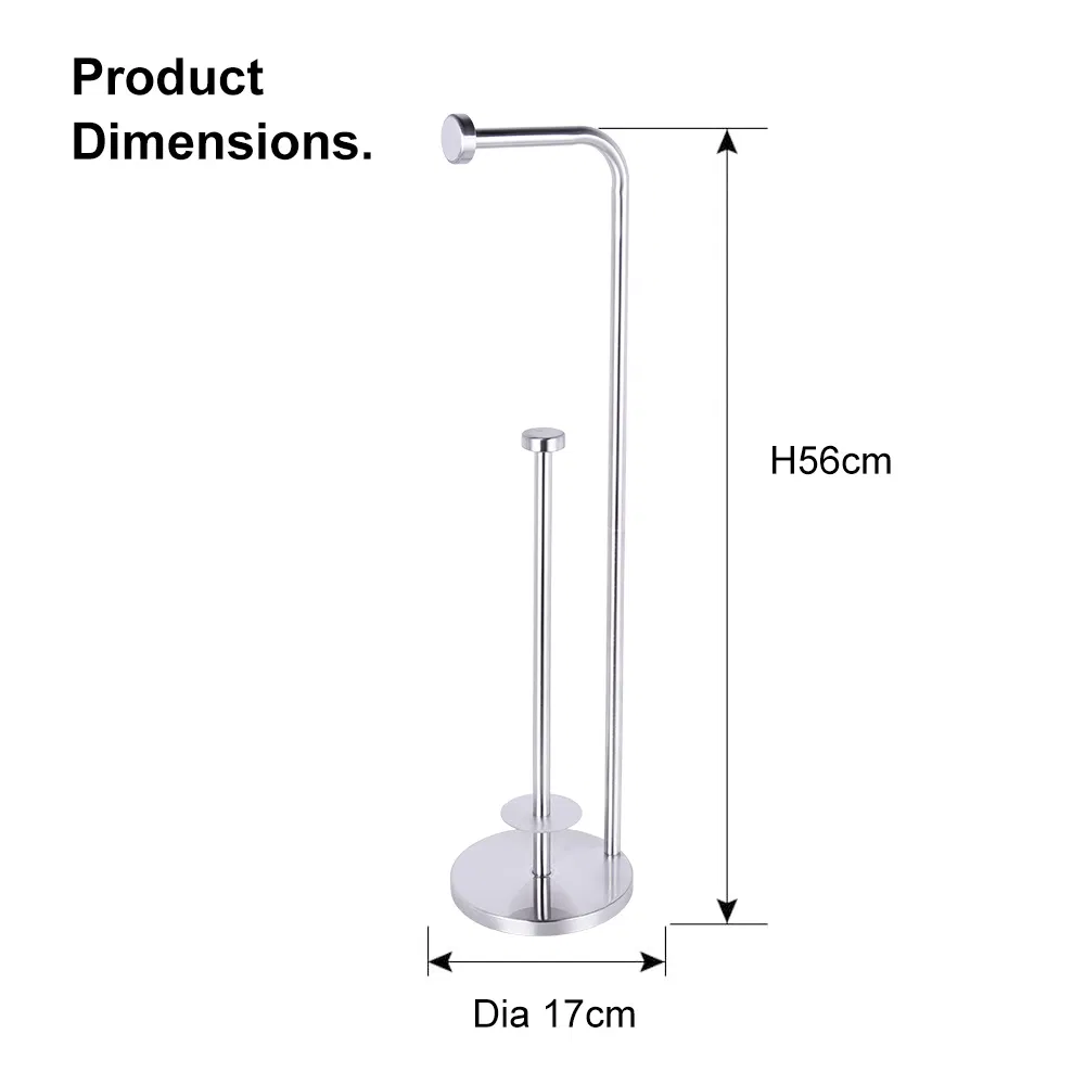 Stainless Steel Free Standing Toilet Paper Holder Stand Modern Tissue Roll Holder