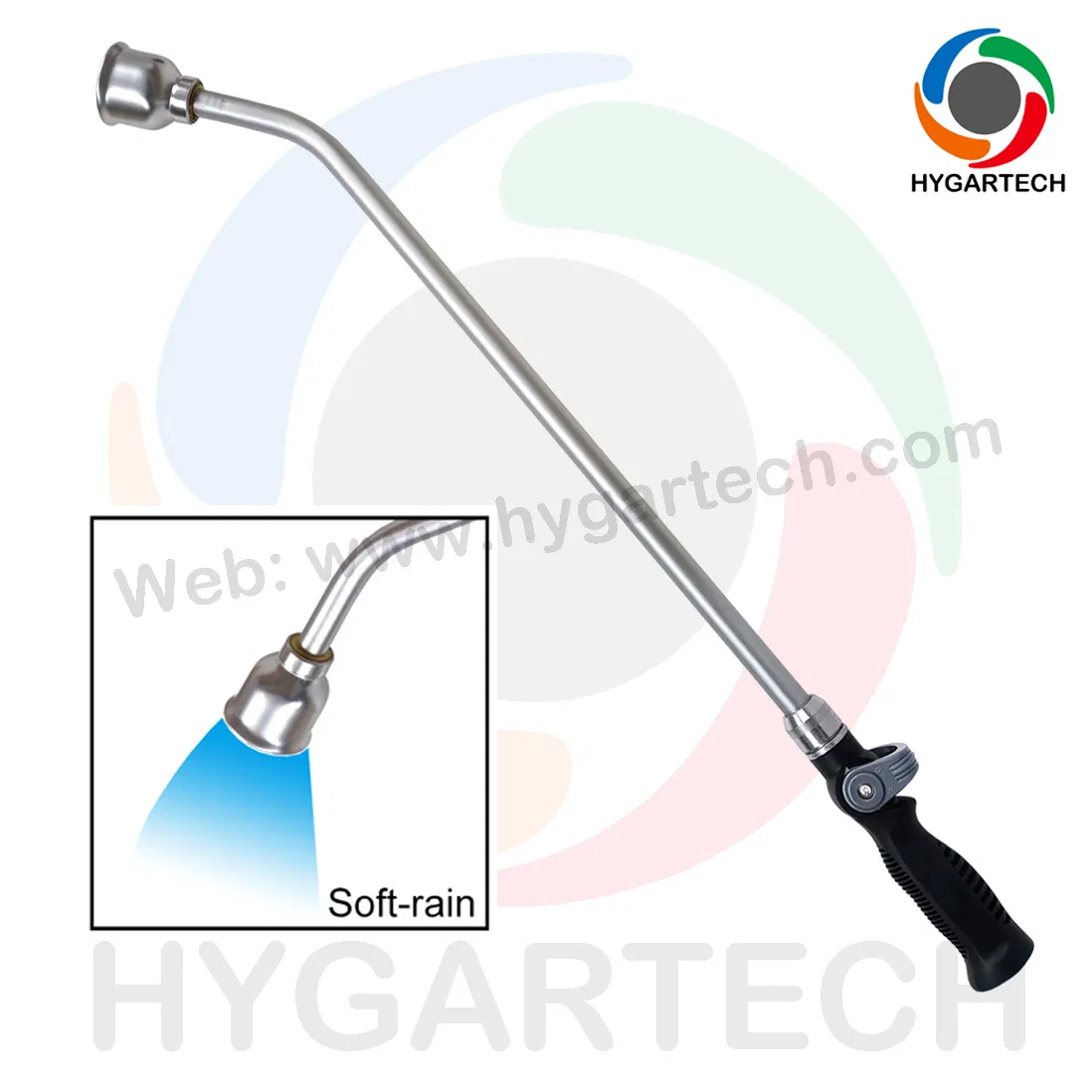Metal Soft-Rain Watering Wand with Thumb Control Valve and Comfortable Grip Holder