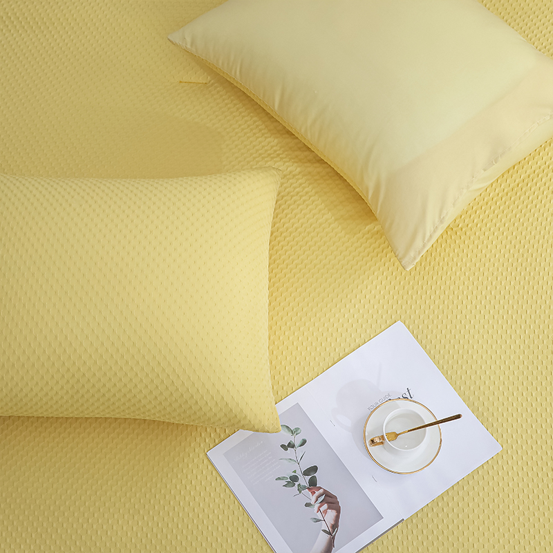 Fashion Soft Yellow100% Cotton Waffle Winter Quilt Cotton Quilt Duvet Comforter Set
