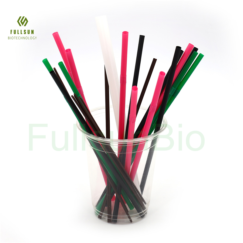 100% Compostable Disposable Colorful Strip Individual Package Printing Plastic Drinking Biodegradable Straw