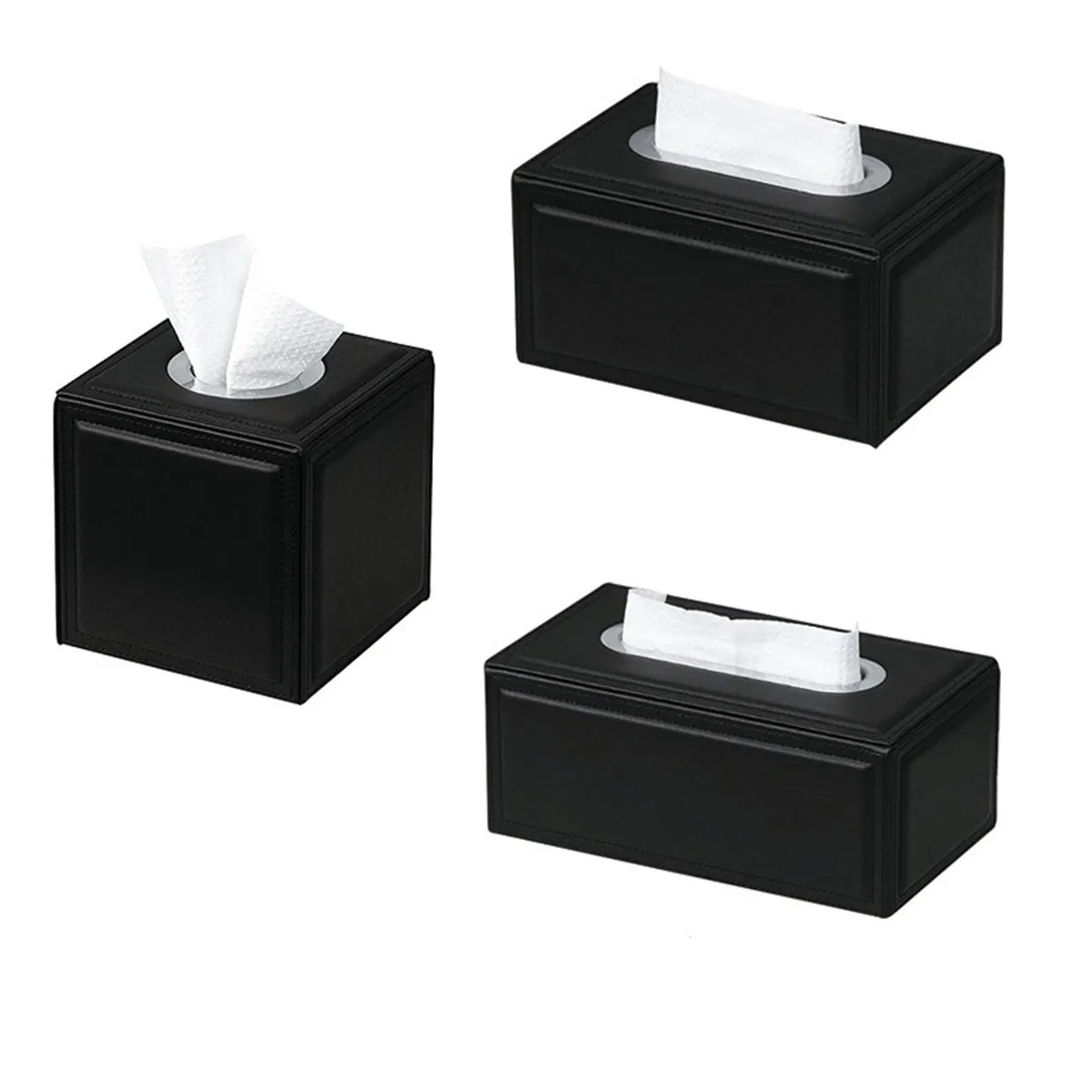 Factory Custom Logo Tissue Box Cover PU Leather Tissue Box