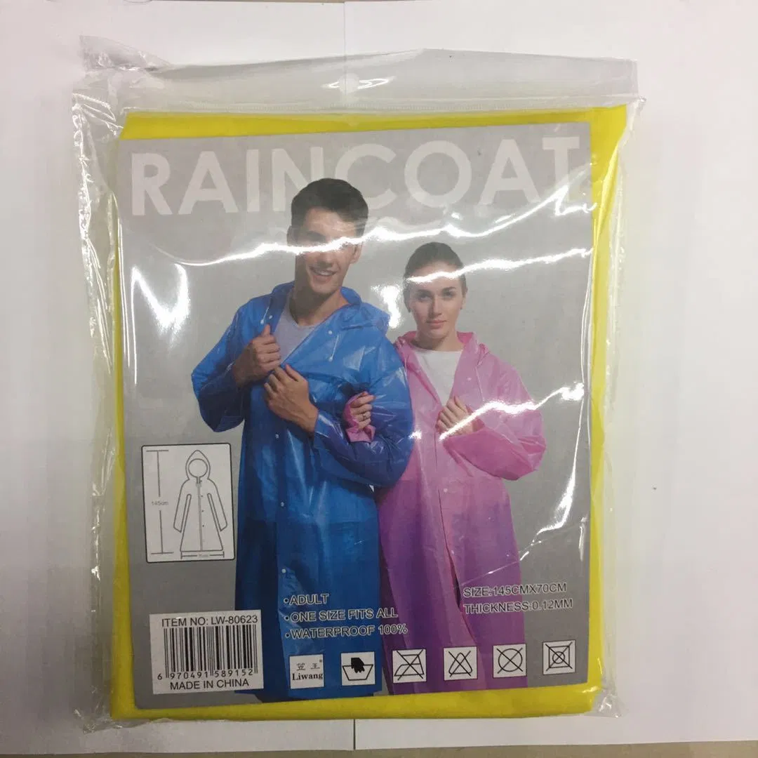Waterproof Clothing Outdoor Sports Work Wear PEVA 130g Rainwear Advertising Poncho Blue Raincoat with Logo Printing