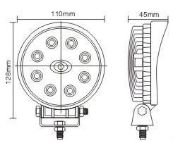 Круглый внедорожный LED прожектор 27Вт, 4.3 дюйма