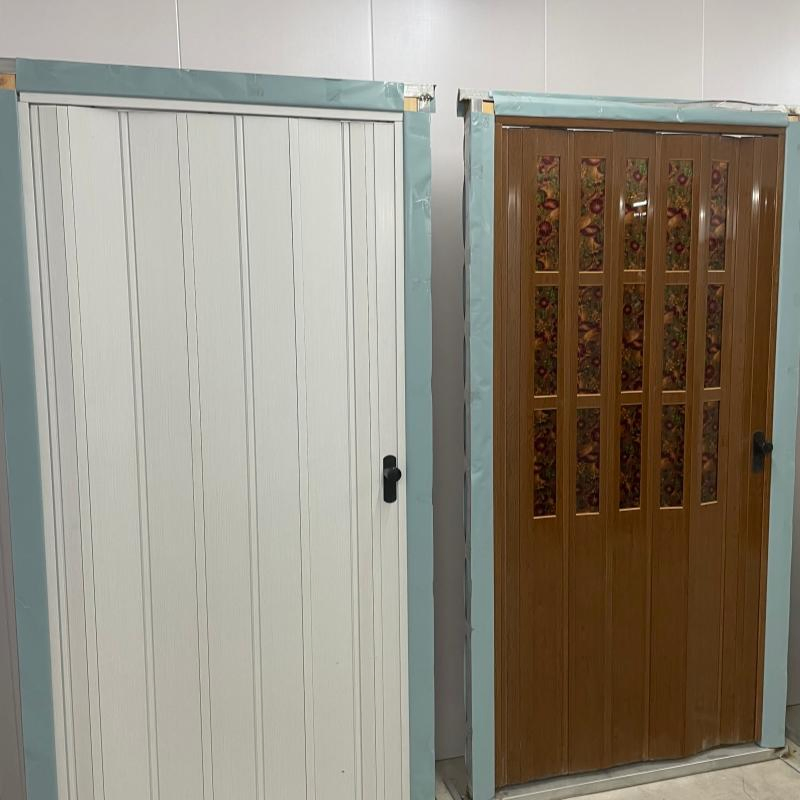 Easy Install with Plastic Lock PVC Folding Door PVC Sliding Door for Indoor Washroom Kitchen Decoration