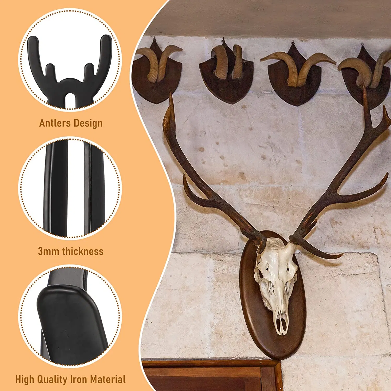 Deer Skull Mount Hanger for Indoor Outdoor Home Decoration