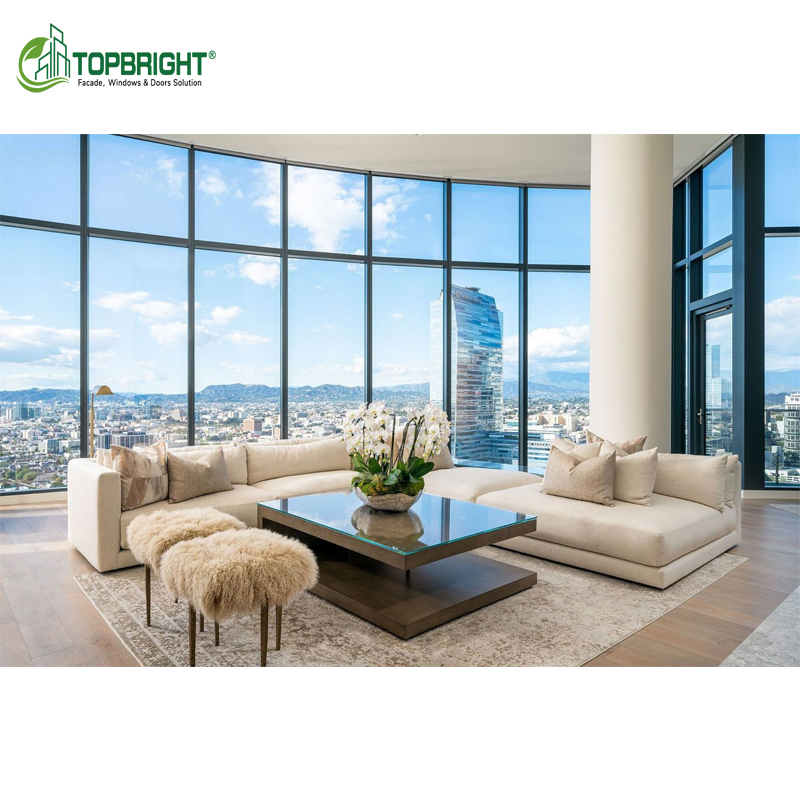 Commerical Aluminum Triple Double Glaze Lowe Glass Facade Unitized Curtain Wall