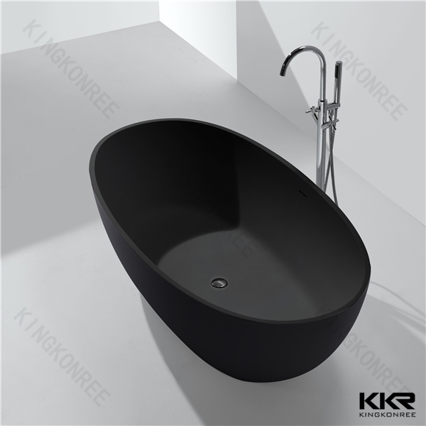 European Modern White Matt Solid Surface Oval Freestanding Bathtub