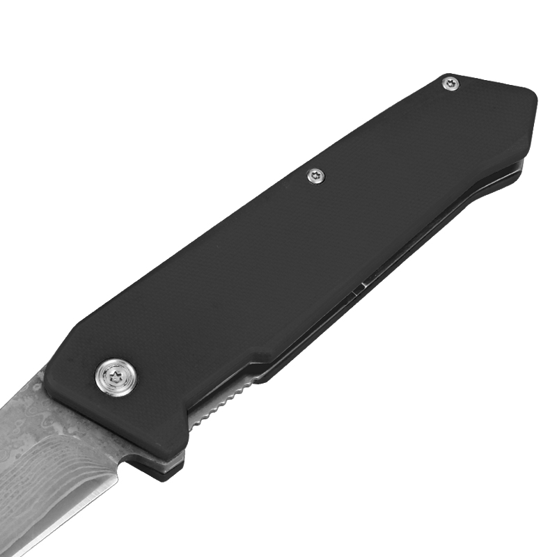 High Quality Folding Damascus Knife with G10 Handle (#31189)