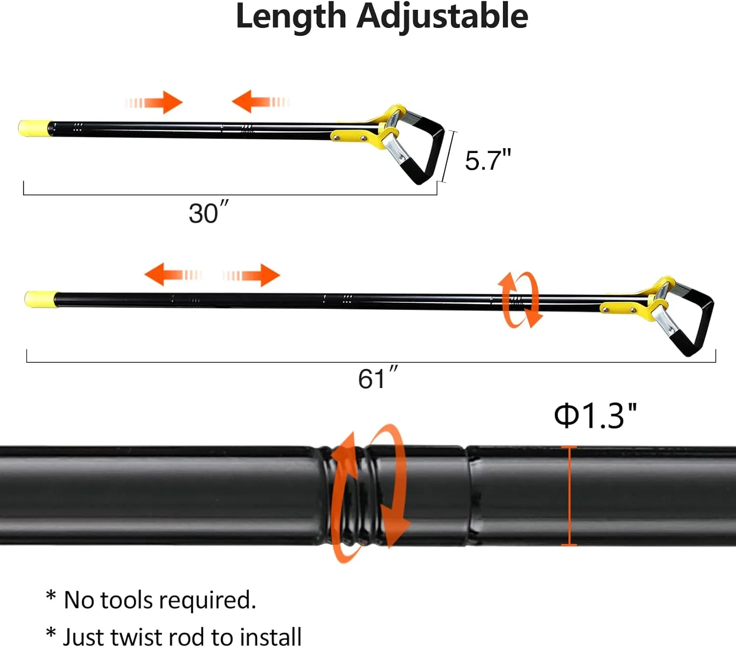 Ds-3319 Scuffle Hoe Garden Tool, Stirrup Loop Hoe with 54 Inch Adjustable Long Hand, Great for Weeds in Backyard, Vegetable Garden