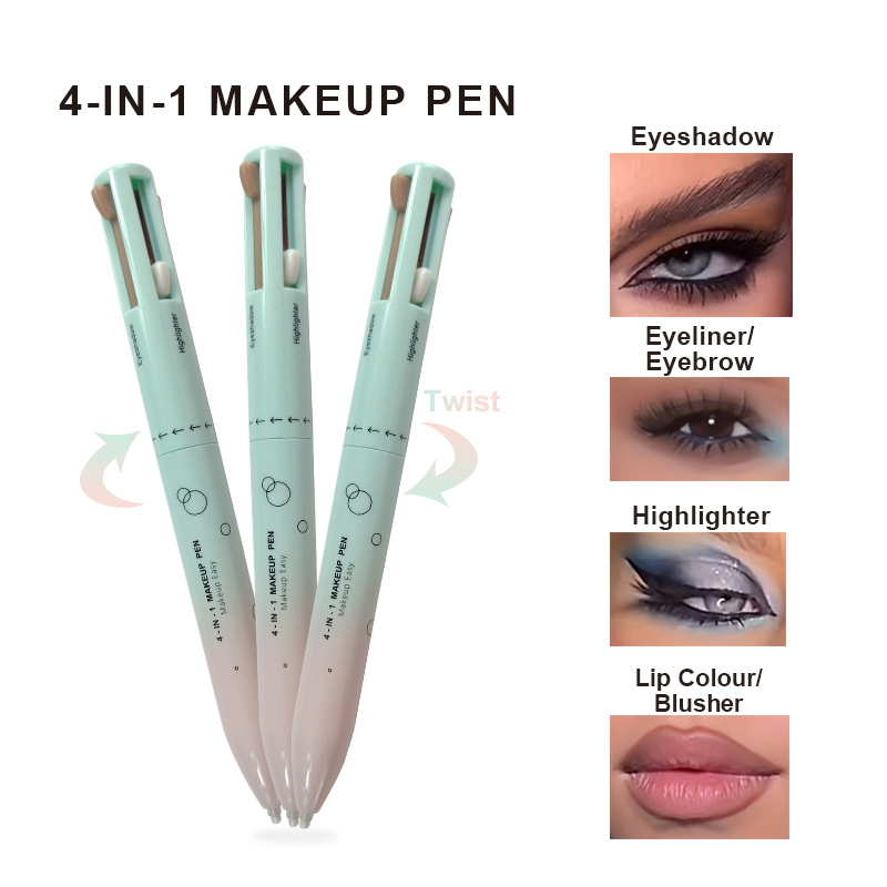 4-in-1 Touch-up Makeup Pen with Highlighter Eyeliner Eyebrow and Lip Liner Refills