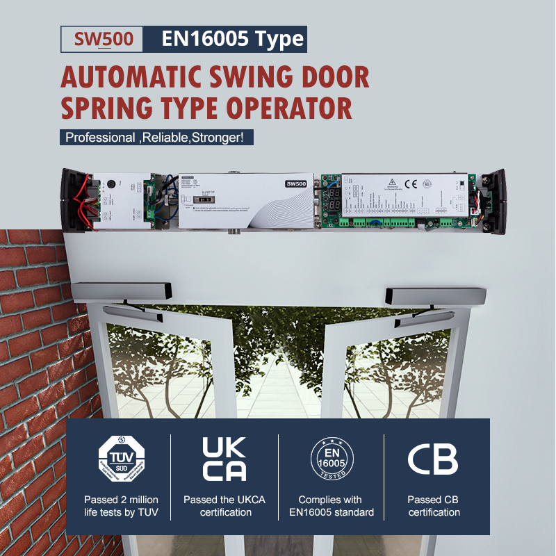 350kg En16005 Sw500 24V Motor Fire-Rated Door Smart Wireless Automatic Outdoor Glass Swing Door Opener