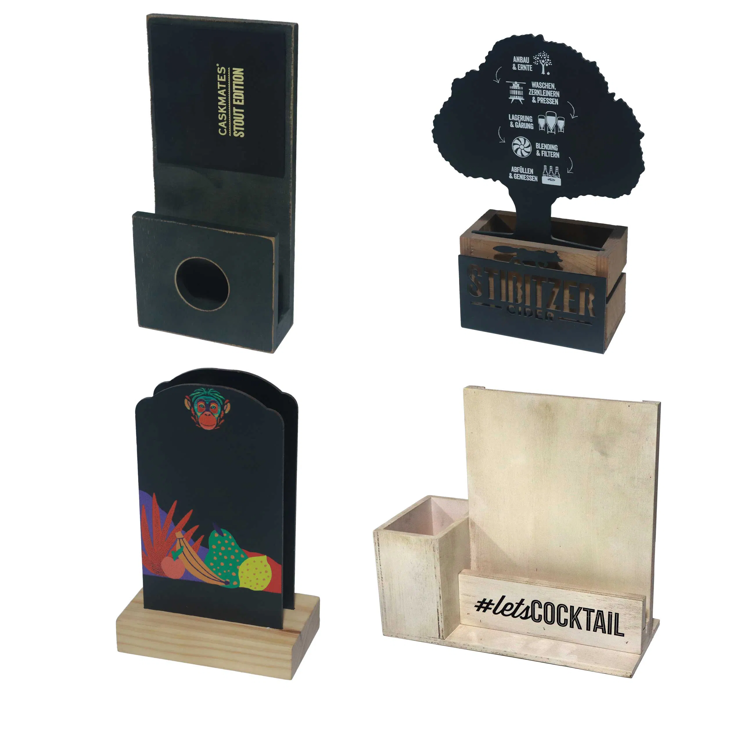 Paulownia MDF Pine Bamboo Rubber Acacia Beech Double-Sided Blackboard Wood Menu Board Stand Display for Bass Beavertown Boddingtons Bitter