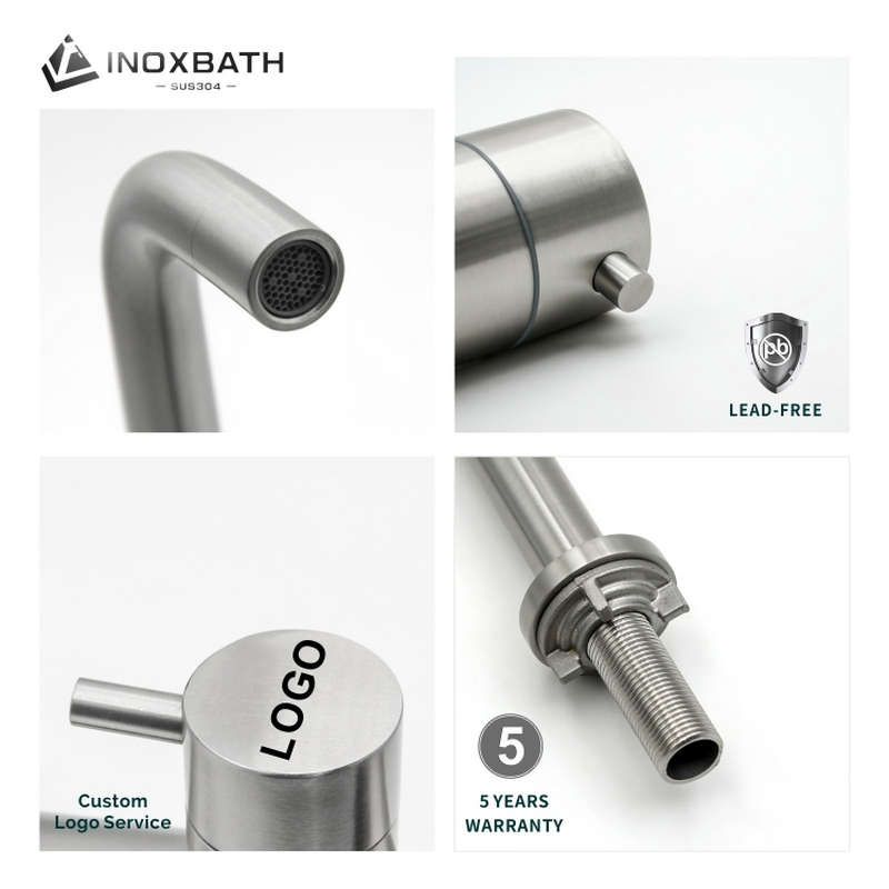 Luxury 3-Hole Desk Mounted Basin Faucet Cold Water Kitchen and Bathroom Mixer Tap Stainless Steel Material Basin Tapware Mixer