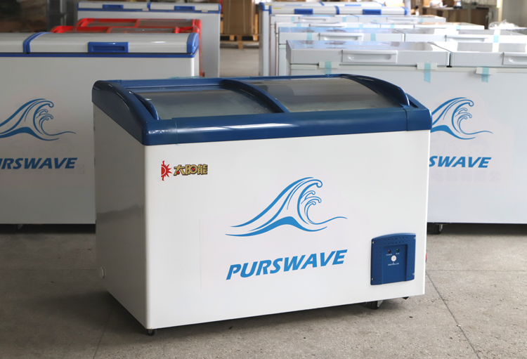 Purswave Sdsc-268y Sliding Glass Doors Solar DC Freezer 12V24V Battery Powered Deep Freezer Car Freezer Boat Freezer