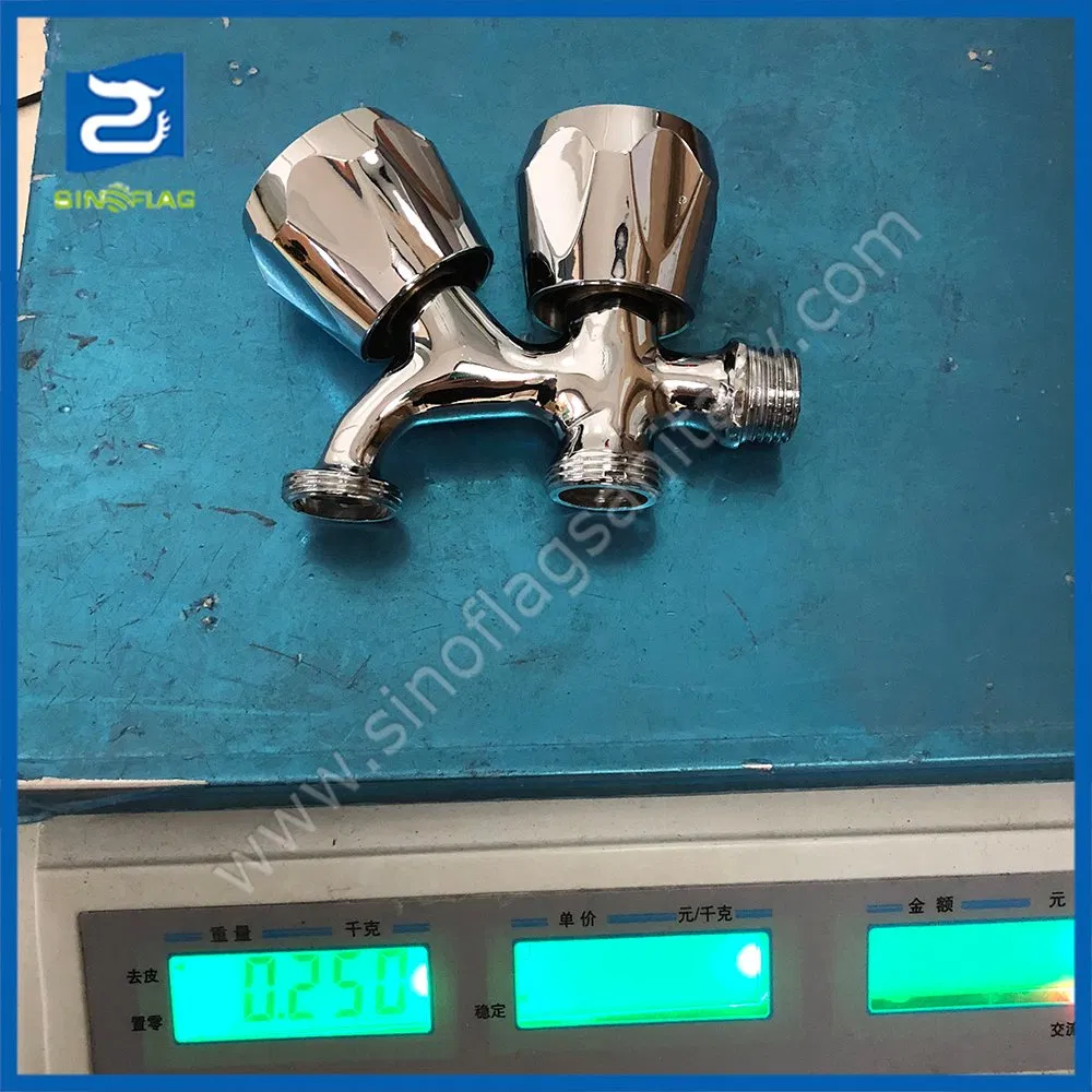 Double Handle Control 3-Way Brass Water Tap Washing Machine Bibcock