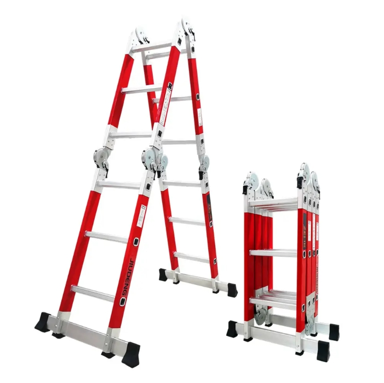 Multi-Function Four-Fold Adjustable Electric-Insulated Fiberglass Ladder