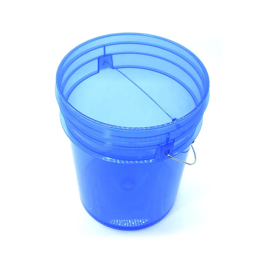 20L Plastic Pail Bucket with Net Cover or Gamma Lid Transparent Car Washing Bucket with Grit
