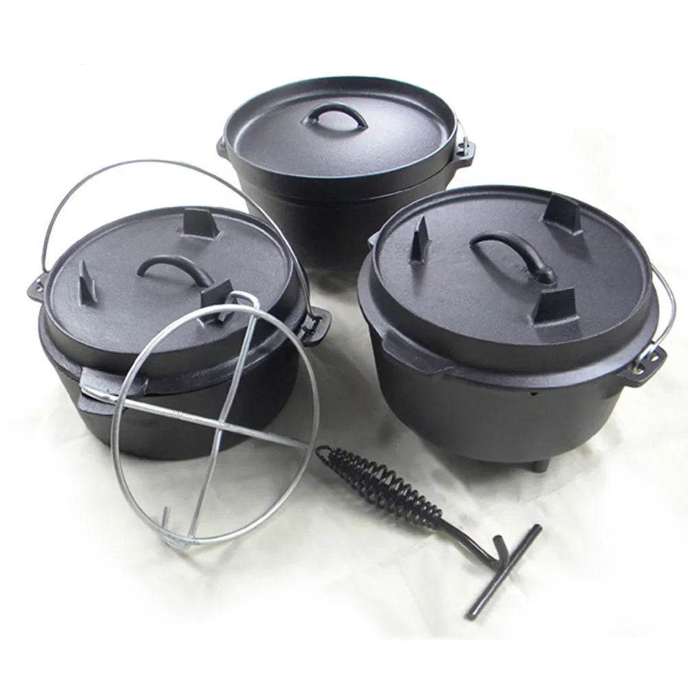 Чугунный кемпинговый котелок Dutch Oven с покрытием