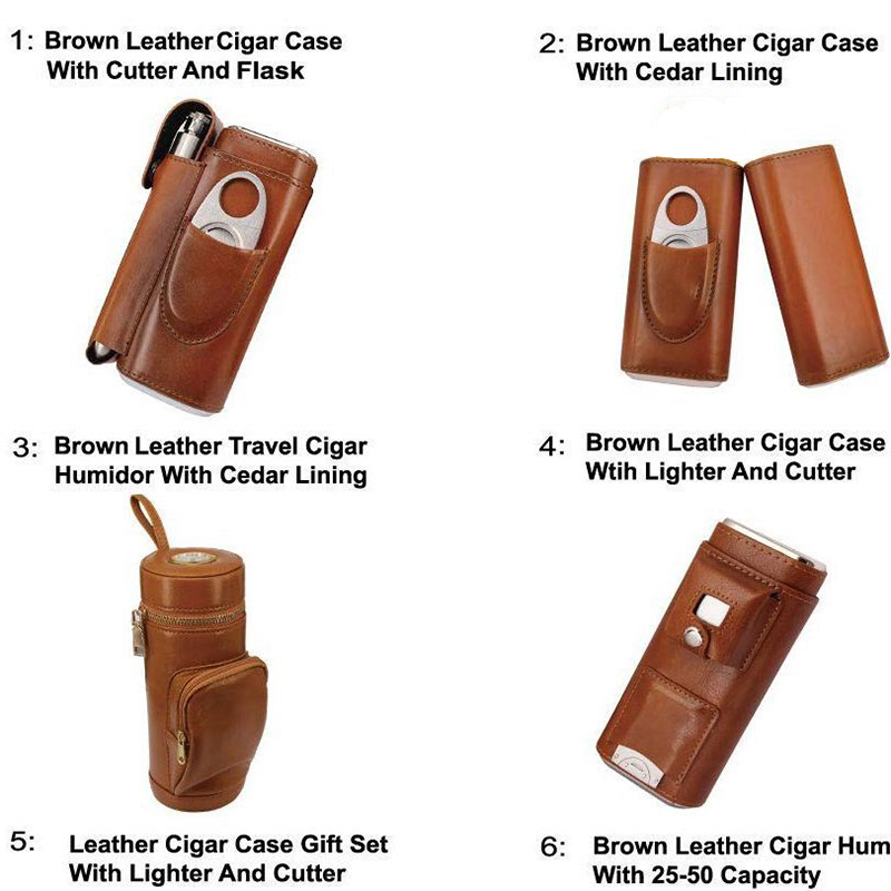 Ea335 Luxury Custom Carrying Cutter Storage Golf Travel Portable Cigar Cases Cedar Humidor Mini 3 Holder PU Leather Case