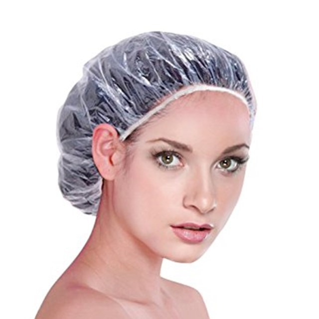 100 PCS Hair Processing Waterproof Plastic Disposable Clear Hair Shower Cap for Women Hair Cover SPA Salon Hotel Travel