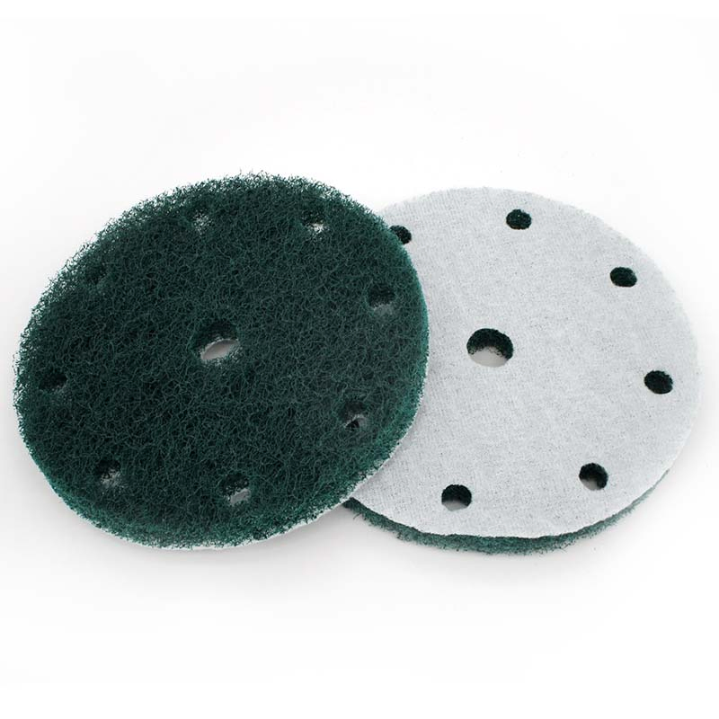 6 Inch 150mm Round Hook and Loop 9-Hole Scouring Pad Industrial Heavy Duty Nylon Cleaning Cloth