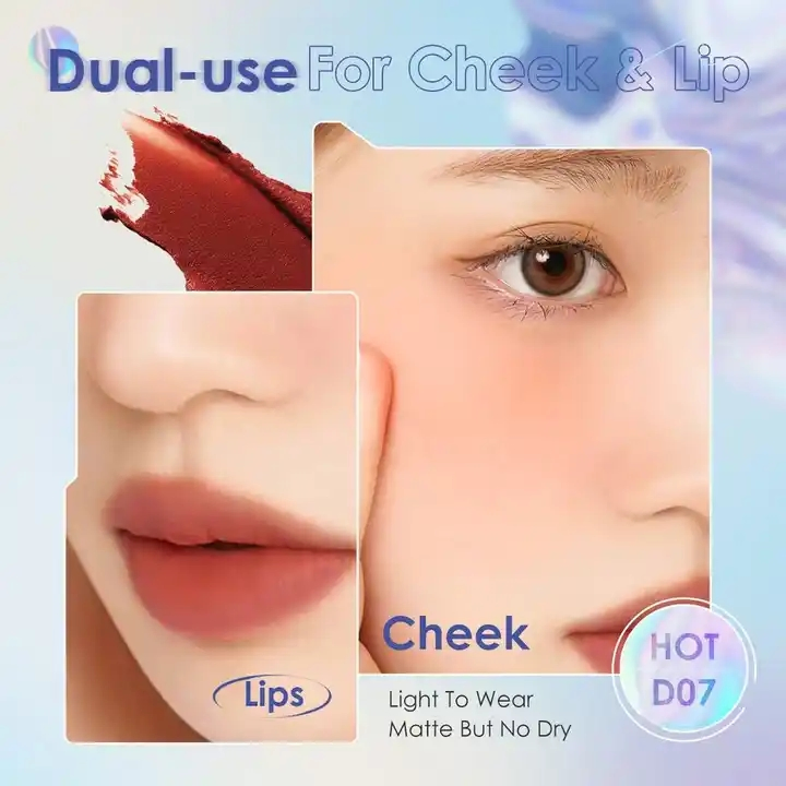Dual-Use for Cheek and Lip Non-Stick Cup Matte Lips Mud Colorfast Waterproof Velvet Muddy Lip Cream
