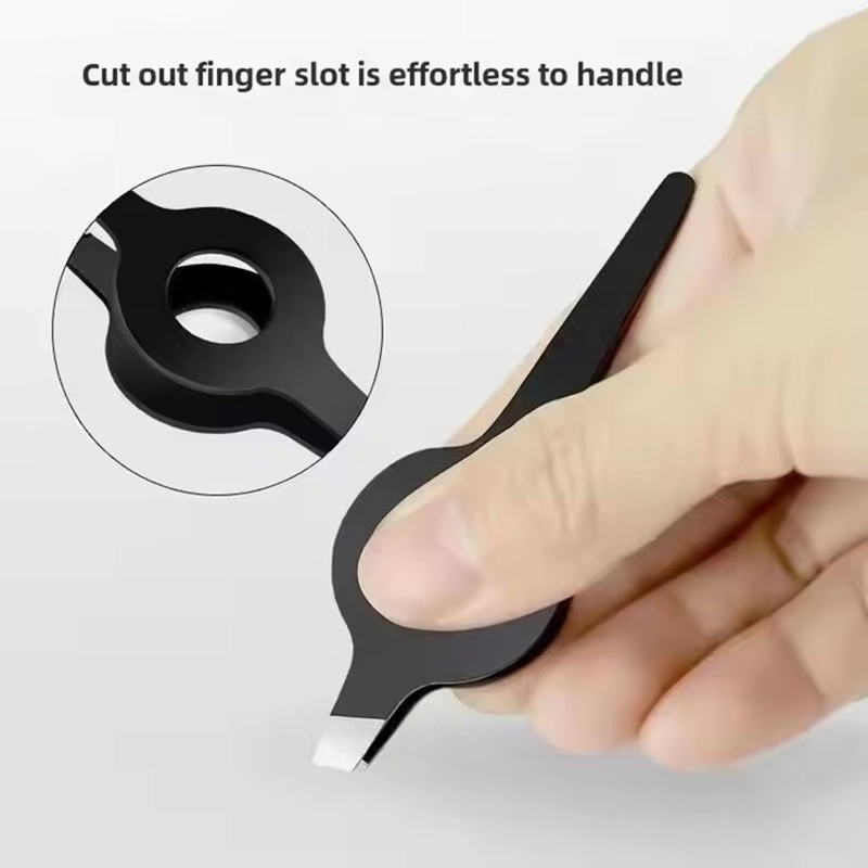 Rust-Proof Beauty Black Coated Slanted Eyebrow Stainless Steel Hair Removal Tweezers