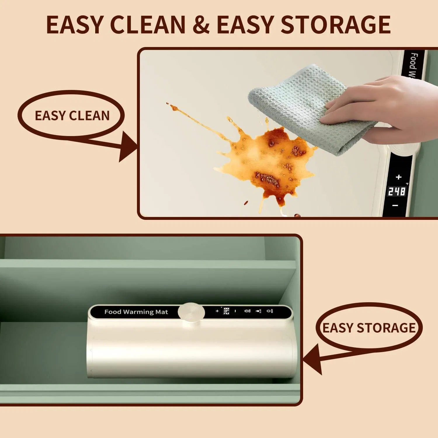 Fast Heating Foldable Portable Electric Warming Tray Smart Plate Food Warming Mat