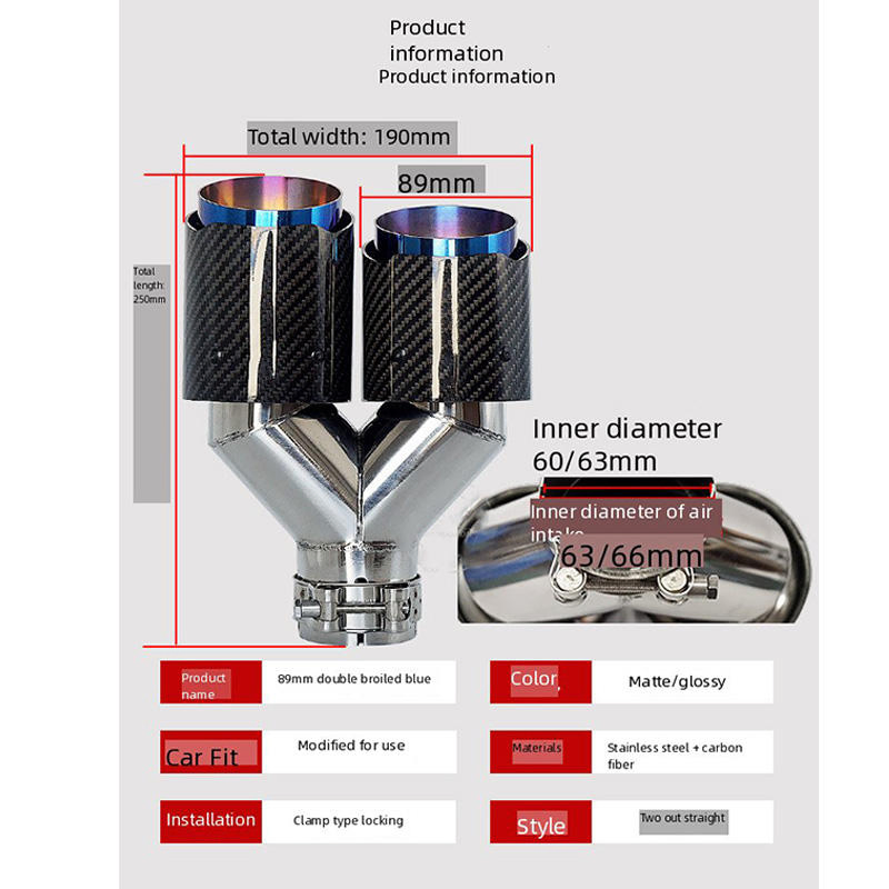 Карбоновые насадки на выхлоп синего цвета