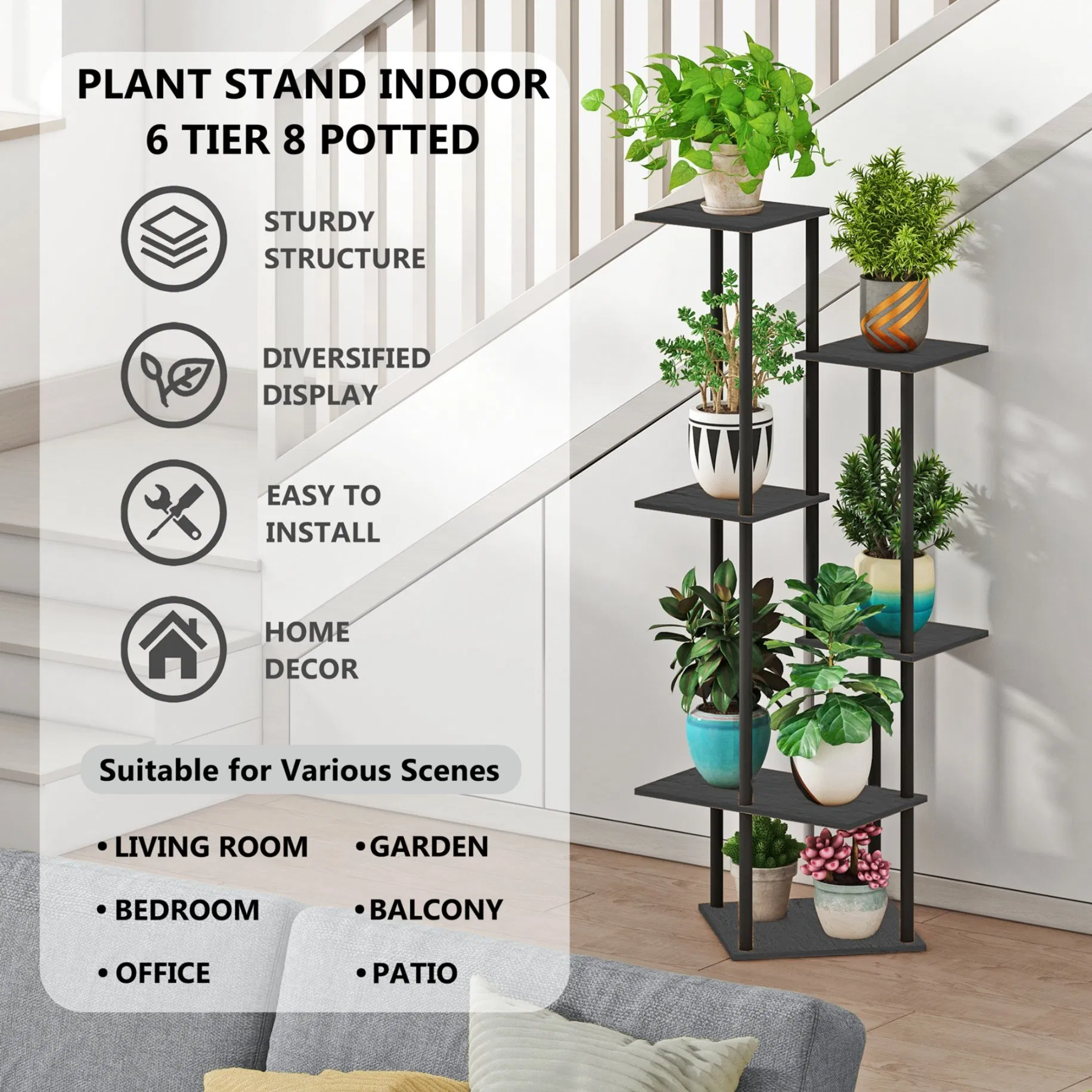 Rustproof Sturdy and Stable Easy to Install Multi-Layer Plant Shelf