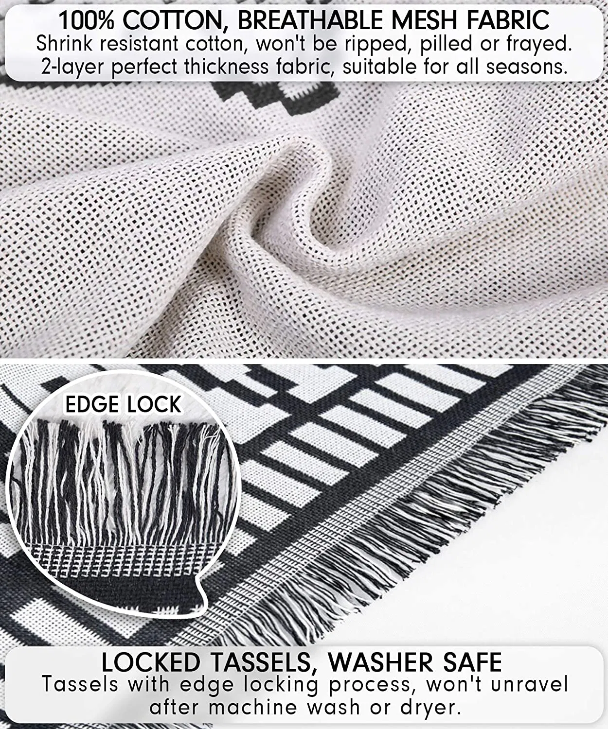 Плед вязаный с винтажным узором, 130x160 см