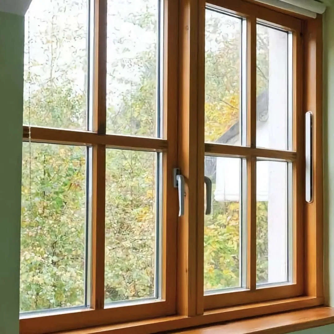 Thermally Broken Aluminum Wood Casement Glass Window for Hotel Home Bedroom Livingroom