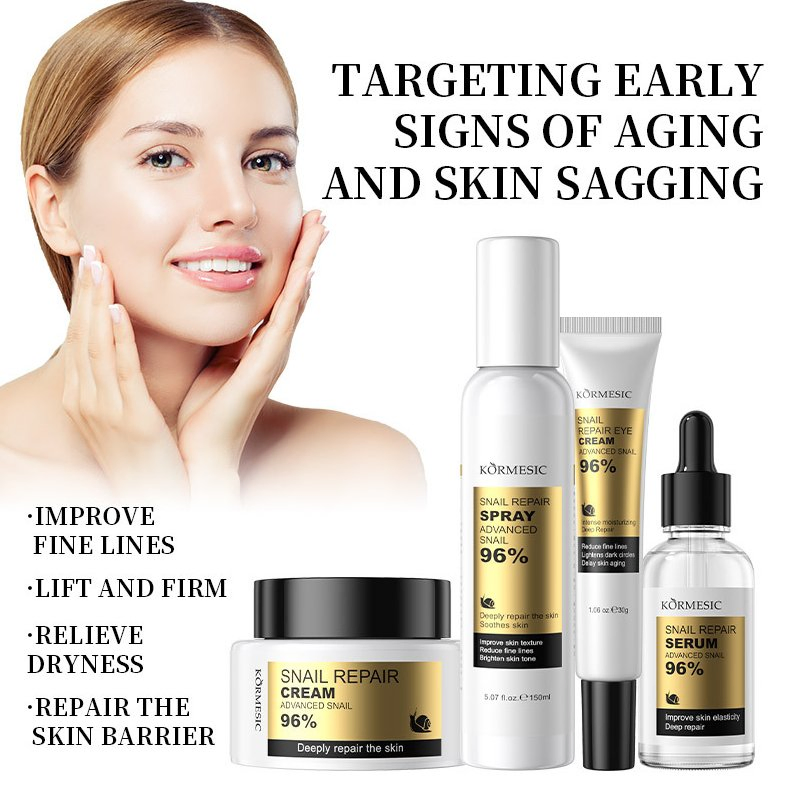 Online Wholesale and Retail Snail Mucin Skincare 4PCS Set Anti-Wrinkle Firming Repairing Nourishing Hyaluronic Acid Snail Collagen Face Skin Care Set