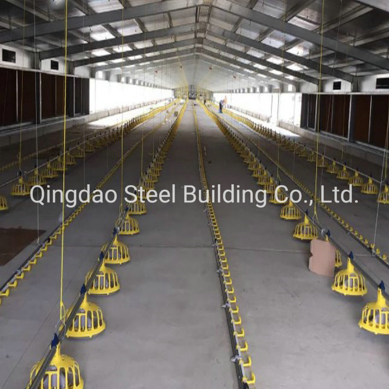Chicken Farms Poultry House Prefab Steel Frame Chicken Shed for 10000 Broilers
